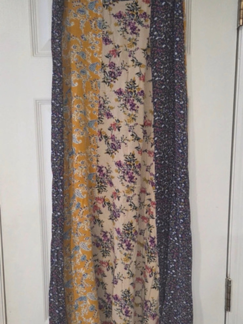 NATURAL LIFE Boho Patchwork Maxi Skirt - Purple, Mustard, Cream